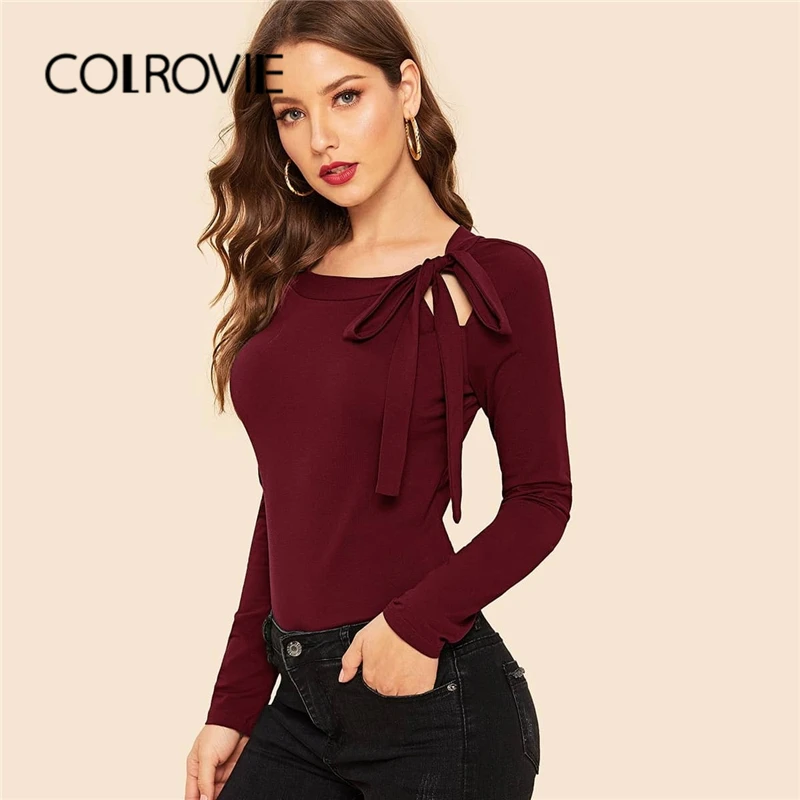 Женский облегающий топ с рукавом реглан COLROVIE однотонная элегантная уличная