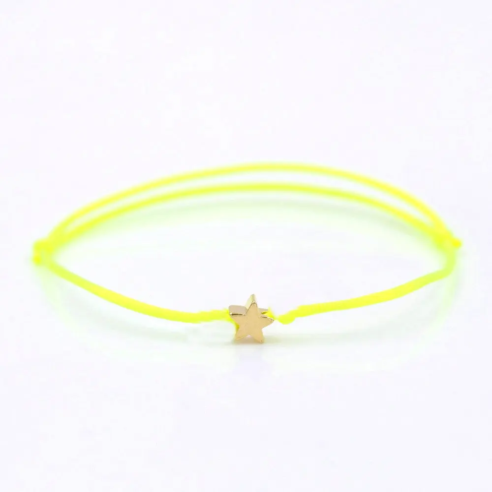 Золотой Цвет Медь Сердце Звезда Корона простой Красная Нить струнный браслет для женщин мужчин ювелирные изделия ручной работы - Окраска металла: yellow star