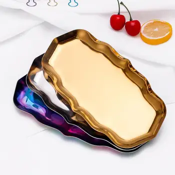 

Stainless Steel Wavy Storage Display Tray Cake Plate Desktop Jewelry Organizer Jewelry Plate Ring Tray Decorative Plate Nail Art