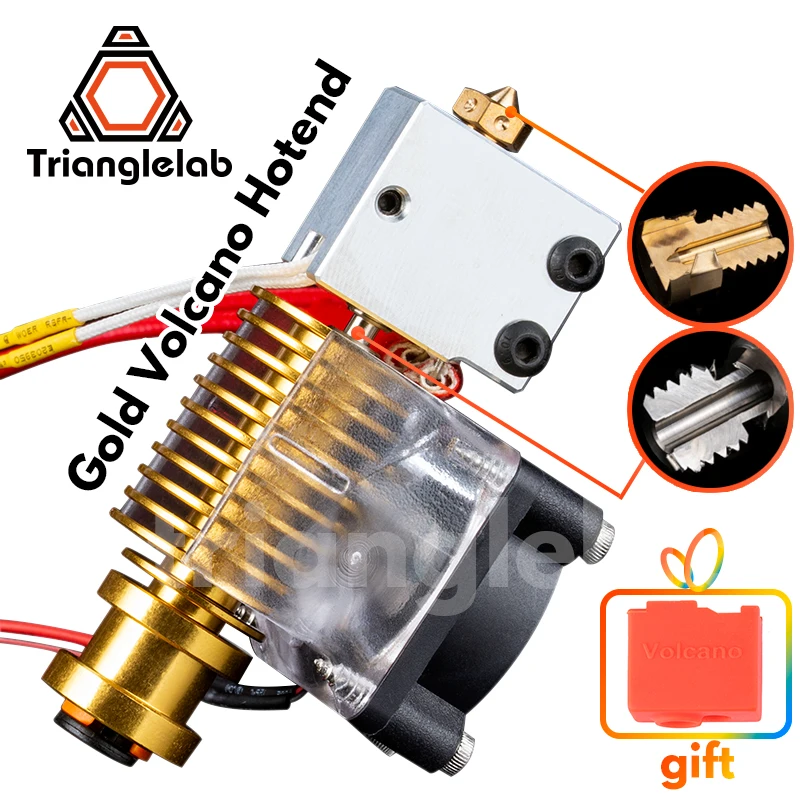 highquality v6 Volcano hotend GOLD heatersink 12V/24V remote Bowen print J-head and cooling fan bracket for E3D HOTEND for PT100 afbeelding