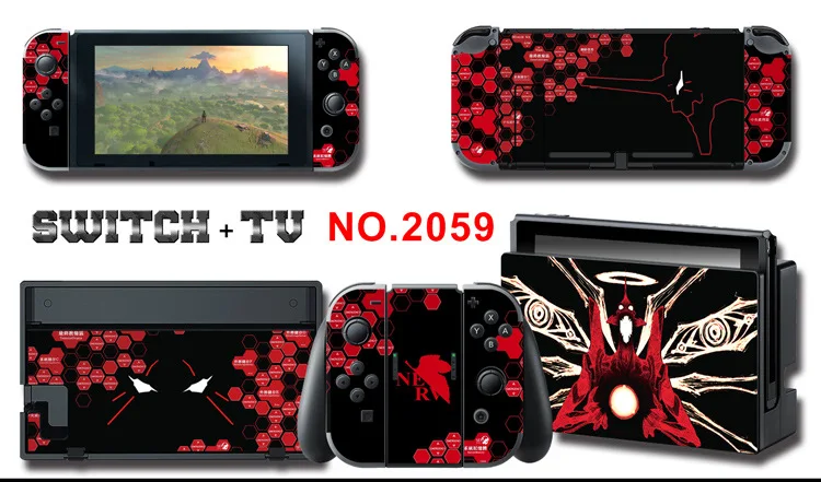 1set New Cute Anime Full Body Sticker for NS Switch Protective Cover Skin Colorful Art for Game Console Joy-Con Controller Decor