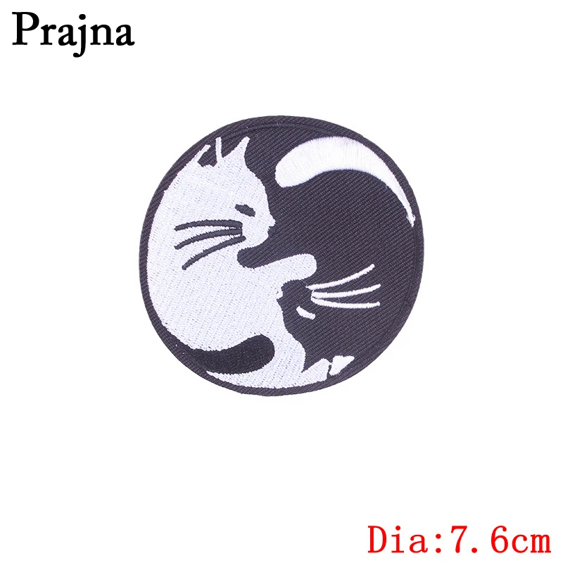 Небесно-голубой Prajna, черный и белый патч, вышитые патчи для одежды, железные нашивки на одежду, сделай сам, панковские полосы, значки на куртку, аппликация - Цвет: Небесно-голубой