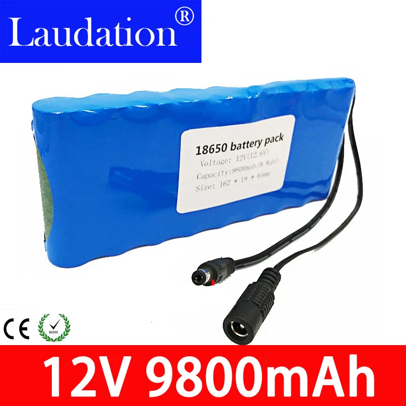 

12v battery lithium ion 9800mah 9.8AH 18650 pack bms portable 12v rechargeable battery pack DC 11.1V 12V 12.6V CCTV Cam Monitor