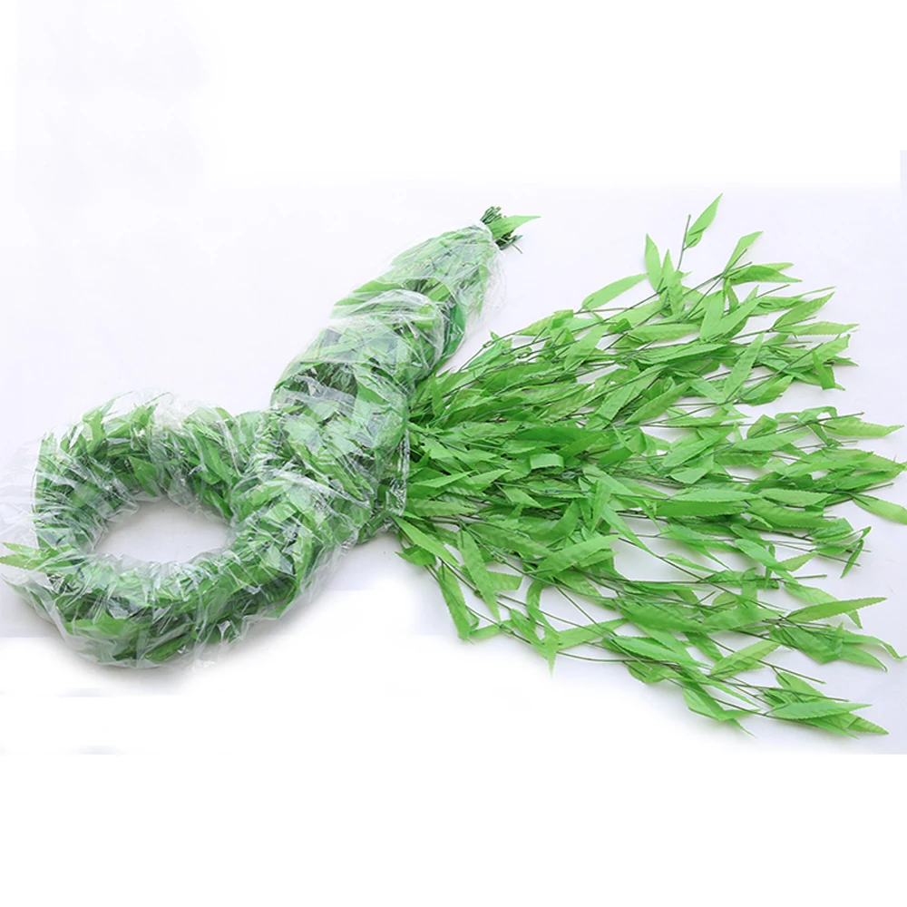 

50pcs plastic artificial green vine 1.8m long plastic salix leaf vine