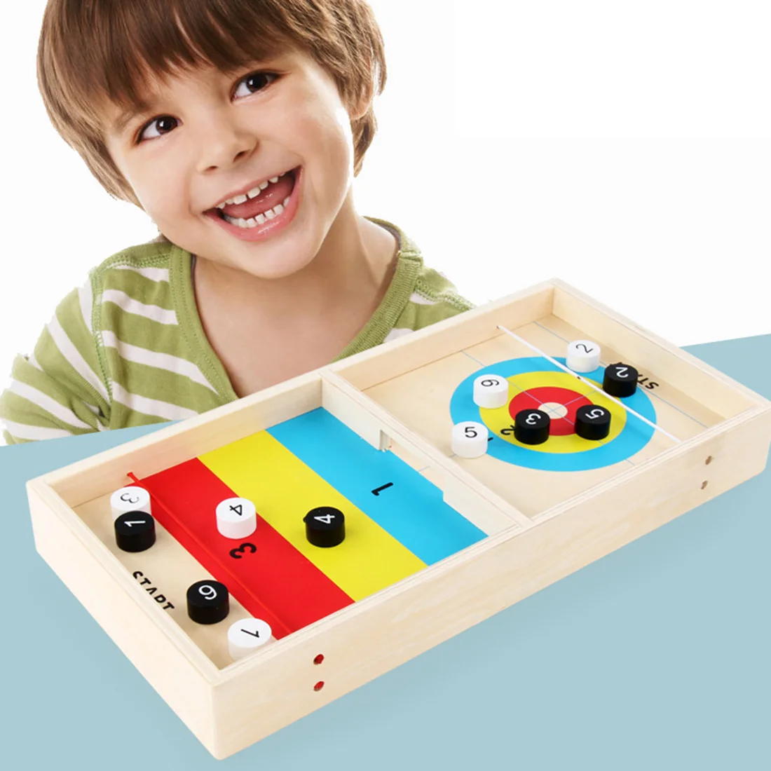 Double-sided Wooden Mini Ice Fox Ball Tabletop Shuffleboard Game Educational Toy for Children Family Entertainment Board Game
