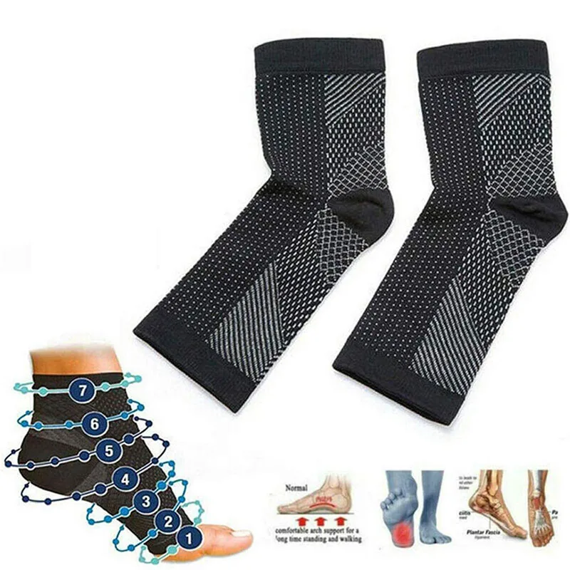 1 Pair Anti Fatigue Compression Foot Sleeve Ankle Support Brace Sock