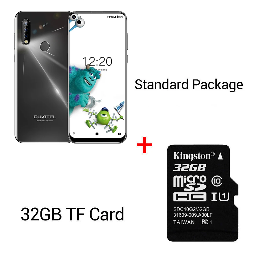 OUKITEL C17 Pro 6,35 ''Android 9,0 19:9 MT6763 4 Гб 64 Гб Смартфон Face ID Octa Core 3900 мАч Тройная камера 4G мобильный телефон - Цвет: Black N 32GB Card