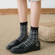 Новые модные осенне-зимние хлопковые носки в винтажном стиле, клетчатые женские носки до середины голени, Брендовые женские носки