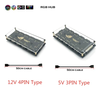 

Motherboard RGB Splitter HUB RGB Lighting AURA SYNC 12V 4PIN or 5V 3Pin(SATA Power Supply) Optional Support MOBO