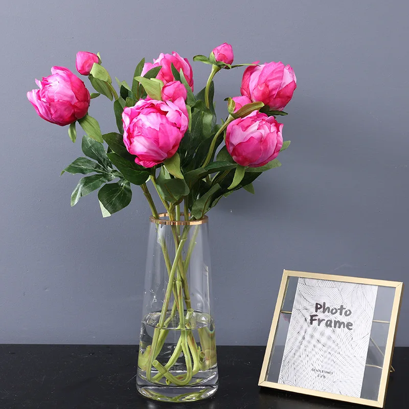 

Simulation 2 Head Peony Rose Fake Flower Photo Props Home Outdoor Garden Wedding Decoration Peony Peony retro Simulation Flower