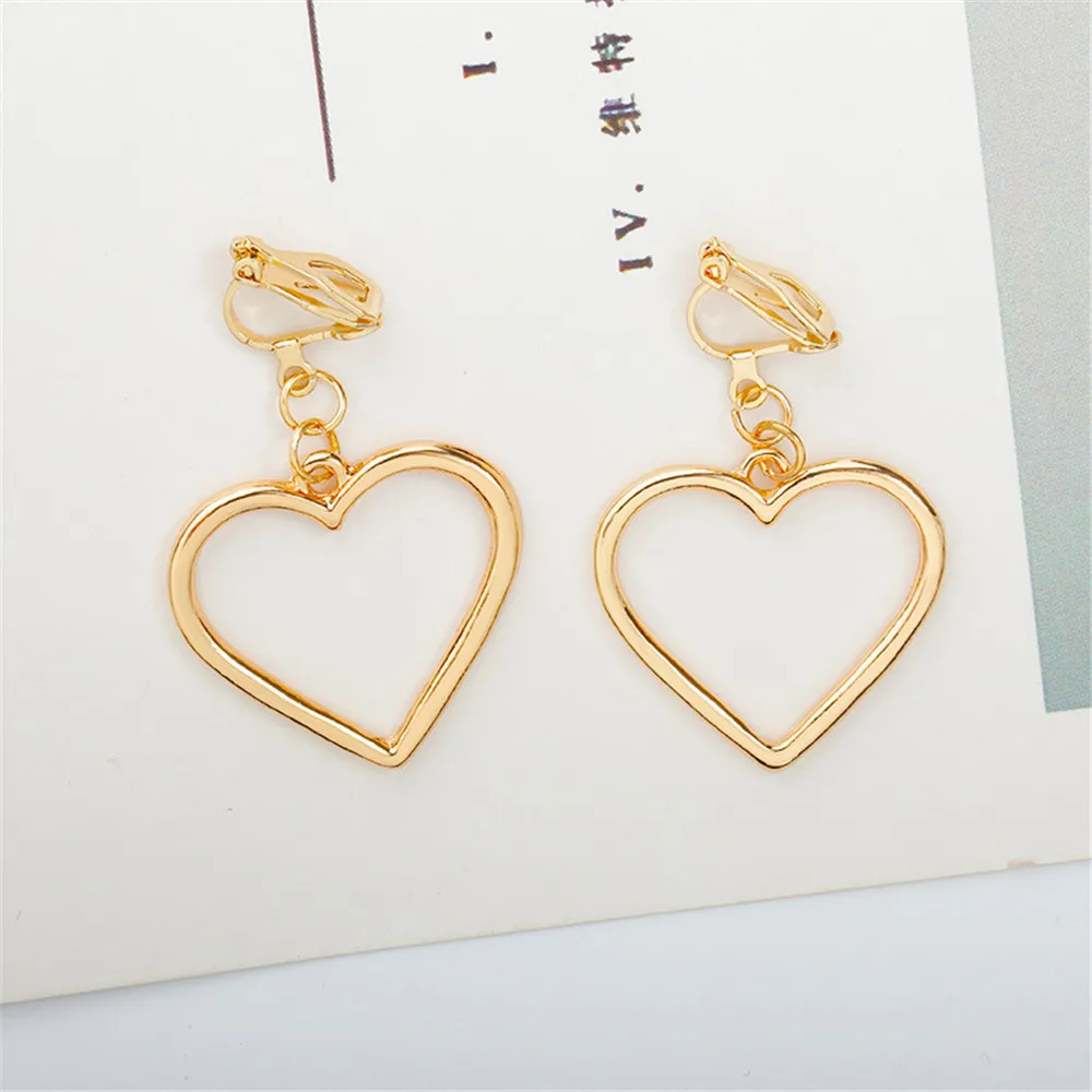 Simple Design Silver Color Hollow Heart Drop Earrings For Women New Brand Fashion Ear Cuff Piercing Dangle Earring Gift A197