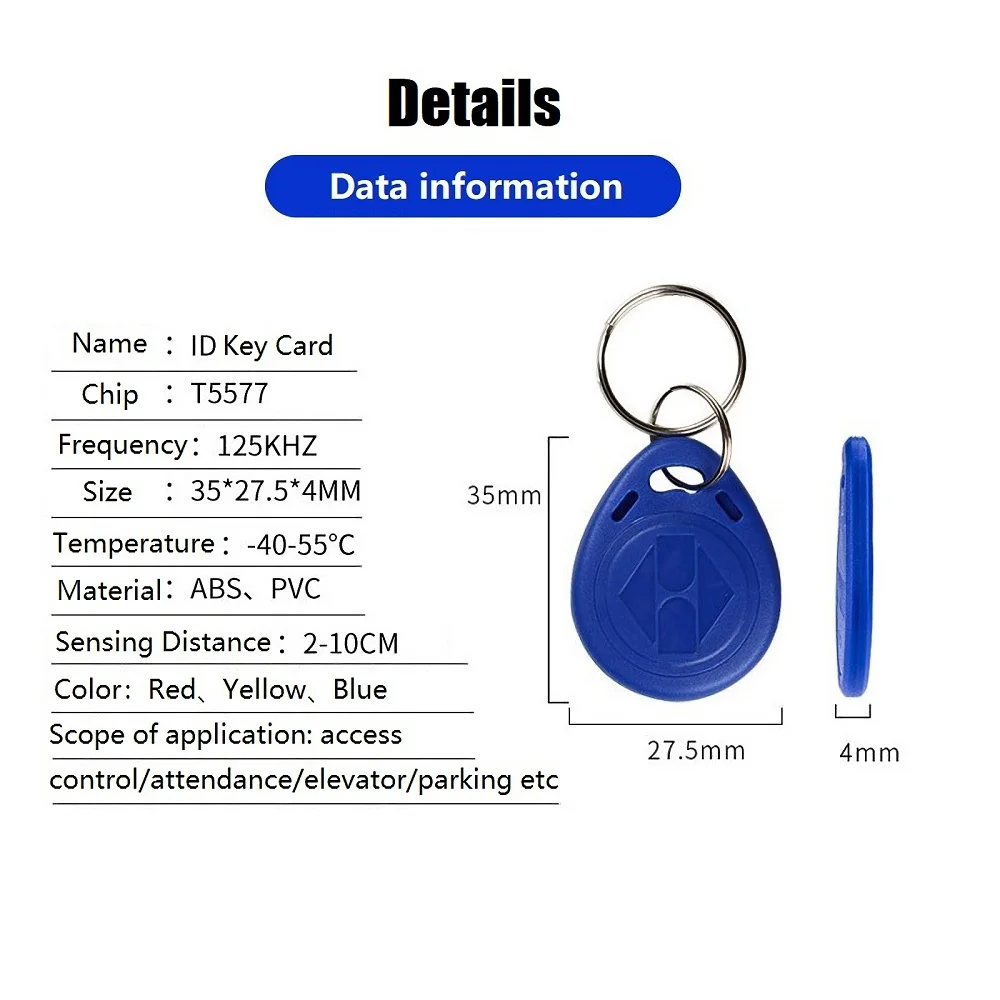 2/5/10Pcs 125Khz Key Copy Rewritable Writable Rewrite EM ID T5577 Keyfobs RFID Tag Ring Card Proximity Token Access Duplicate smart lever door lock