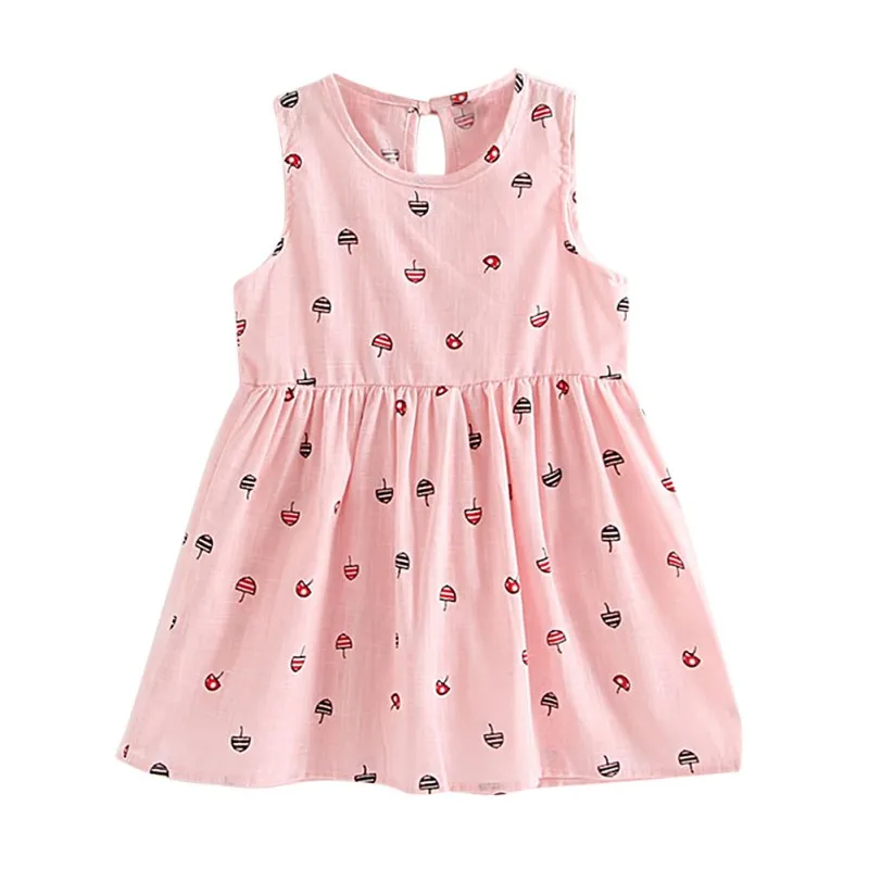 Детское летнее платье без рукавов с цветочным принтом для маленьких девочек, повседневный детский хлопковый сарафан, новая одежда
