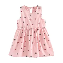 Детское летнее платье без рукавов с цветочным принтом для маленьких девочек, повседневный детский хлопковый сарафан, новая одежда