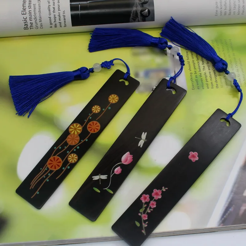 

Ebony Bookmark Coloured Drawing Stationery Creative Gifts Wooden Craftwork Business Gift 2020 New Style