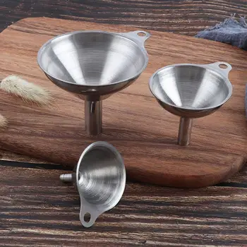 

3 In 1 Portable Stainless Steel Mini Metal Funnel Set Oil Accessory Kitchen Condiment Funnel Separating Home Funnel G8Y3