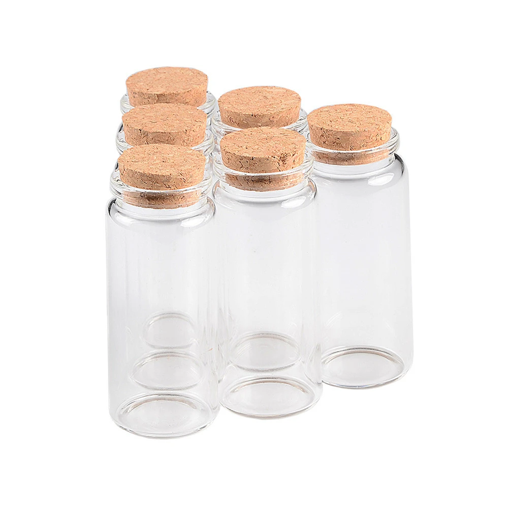 50Pcs 65ml Diameter 37mm Clear Corks Glass Container Originality Handicraft Refillable Perfume Vials Cosmetics Gifts Bottles 500pcs europe union ce sticker 1cm round oval shape clear silver white pvc label waterproof certification seal 10mm diameter