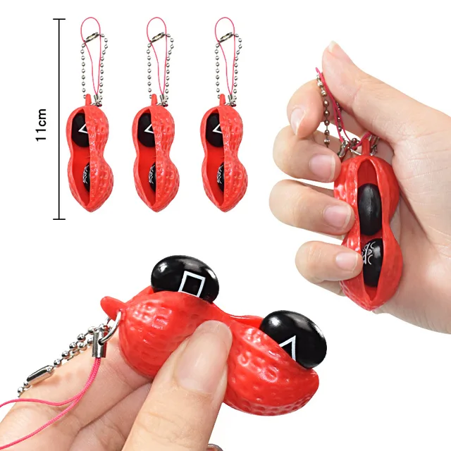 1/3pcs Fidget Toys Pack Portachiavi Decompression Edamame Toys Squishy Squeeze Peas Beans Keychain Stress Adult Toy Key chain 3