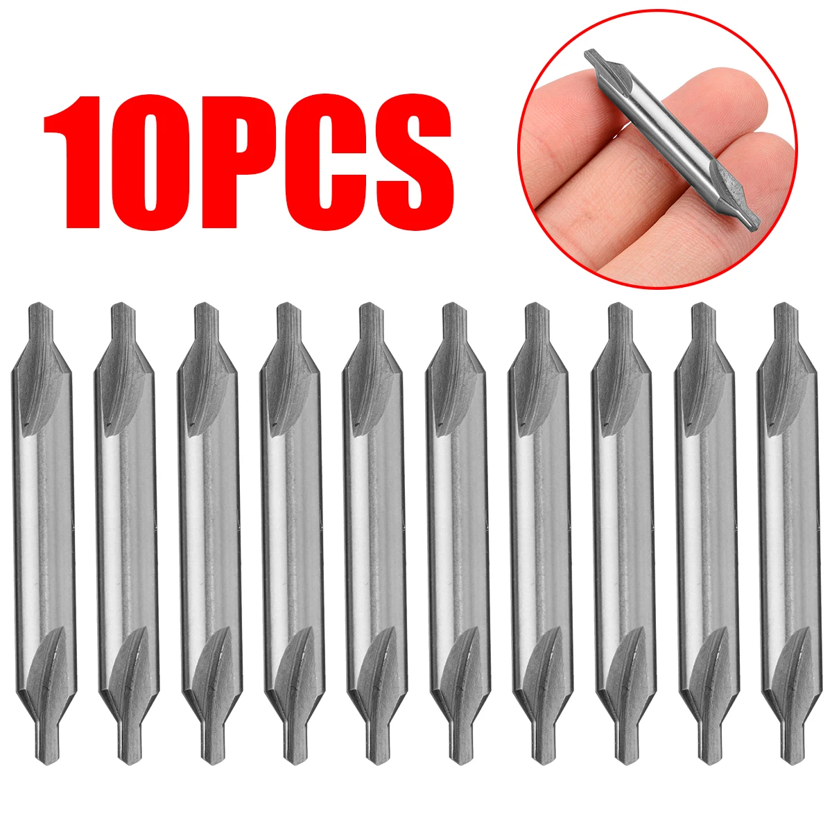 10pcs 2.5mm High Speed Steel Center Drill Countersinks 60 Degree Combined Drill for Machining Hole