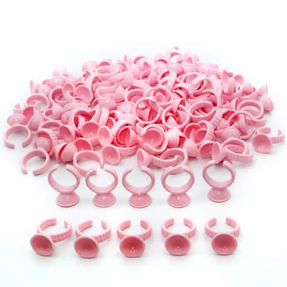 100pcs/pack Hot Sale Disposable Lash Pink Plastic Glue Ring Holder for Eyelash Extension | Красота и здоровье