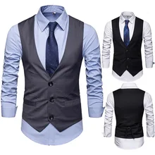 Ouma мужской жилет в британском стиле, приталенный однобортный деловой костюм, мужской жилет