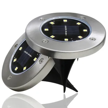 

2pcs/lot LED Solar Underground Light 8LED Stainless Steel Outdoor New Ground Grass Light Garden Garden Rain Lawn Light