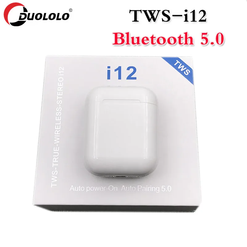 Comprare Trasporto di goccia i12 TWS Auricolare Bluetooth Cuffie Senza Fili Mini 5.0 Stereo Senza Fili Auricolari Pk I9s I7s I10 Auricolari Della Cuffia