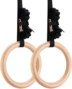 

New Wooden 28mm Exercise Fitness Gymnastic Rings Gym Exercise Crossfit Pull Ups Muscle Ups