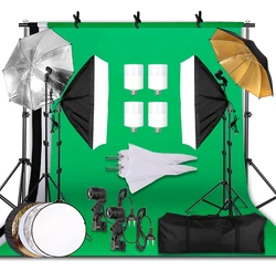 2.6x3M Photography Reflector Lighting Kit Photo Background Muslin Backdrops Softbox Umbrella Light Stand For Photo Studio