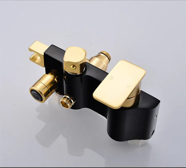 Description Picture 4 of itemBlack Gold Bathroom Square Rain Shower Faucet Set Wall Mounted Space Aluminum Tub Spout Shower System
