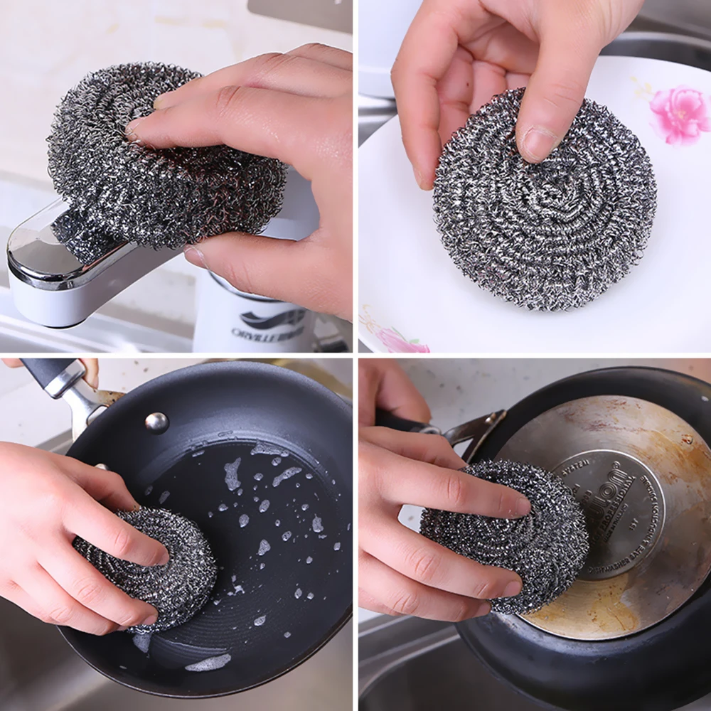 6pcs Stainless Steel Scouring Ball Cleaning Set Scouring Sponge