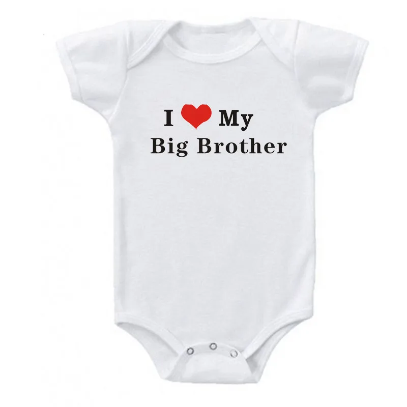 Футболки с надписью «I Love My Big Brother, детское боди для новорожденных, Одежда для маленьких мальчиков и девочек из хлопка для малышей, боди для малышей Комбинезоны Одежда для новорожденных