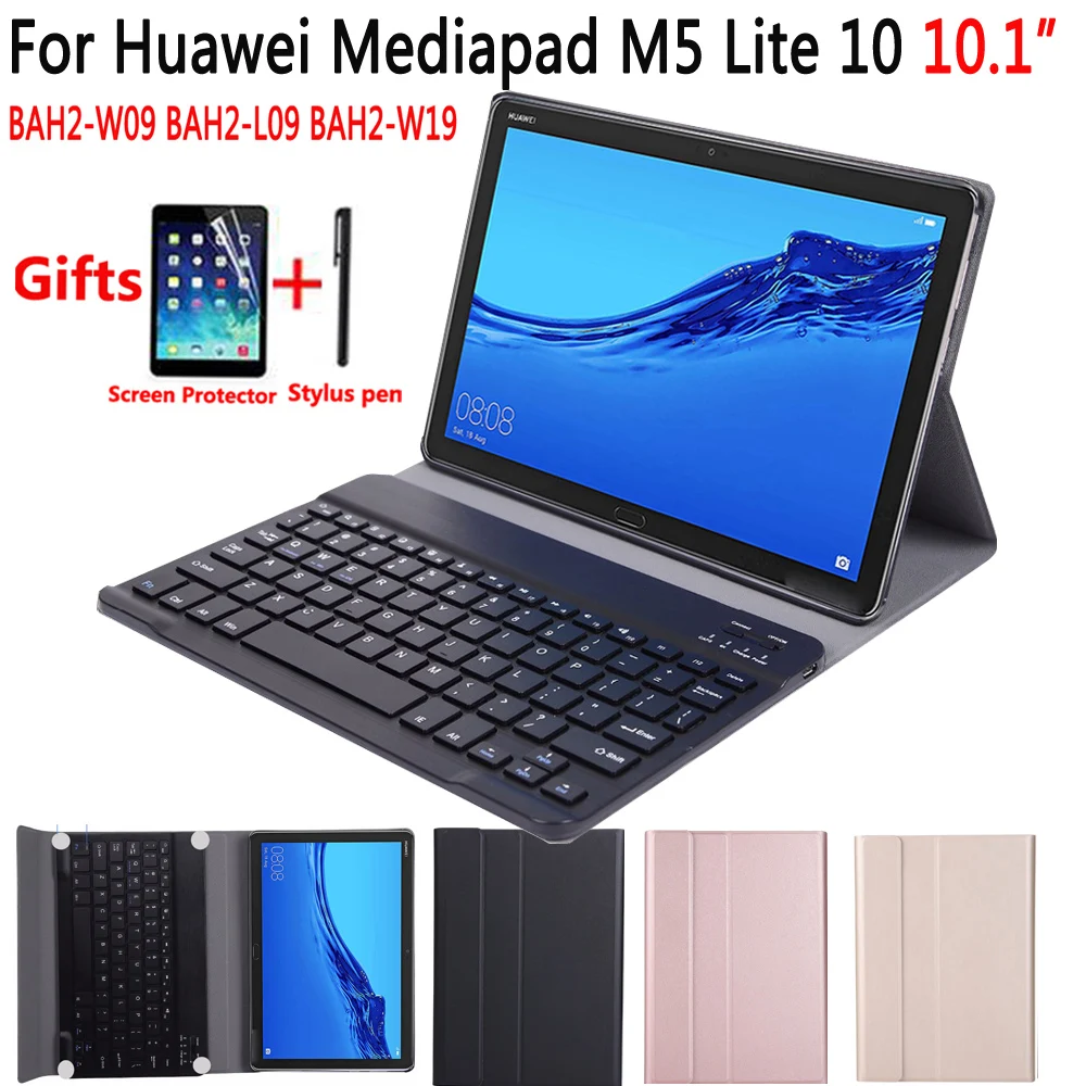 English Spanish Russian Bluetooth Keyboard Case for Huawei Mediapad M5 Lite 10 10.1 BAH2-W09 BAH2-L