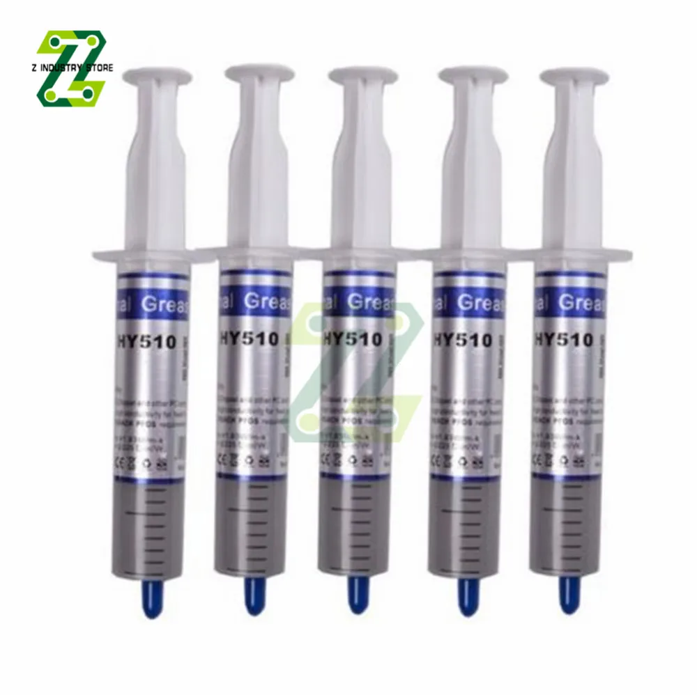 5PCS 30g HY510 Silicone Thermal Paste Heat Transfer Grease Heat Sink CPU GPU Chipset Notebook Computer Cooling Syringe 10pcs lot hy510 30g grey silicone compound thermal paste conductive grease heatsink for cpu gpu chipset notebook cooling