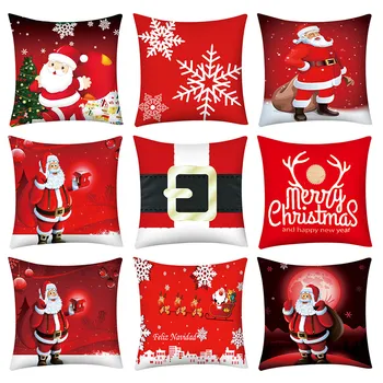 

Merry Christmas Print Pillow Case Polyester Sofa Car Cushion Cover Merry Christmas Decorations For Home New Year Decor#4