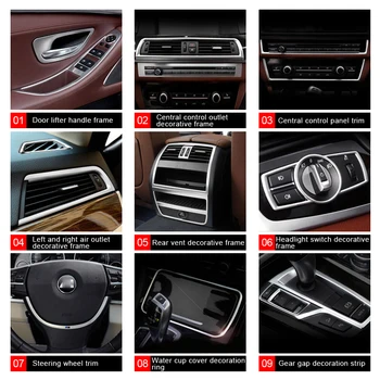 

Car Inner Center Console Gear Shift Box Sequin air vent frame modification Cover Trim strip sticker for BMW 5 series F10 F18 525