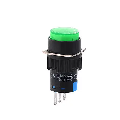 

Green Round Cap Three Pins Non-locking Type Push Button Switch 250V 5A