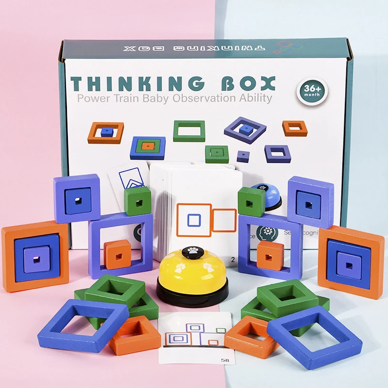 

Children's wooden puzzle thinking cube board game baby color cognition geometric shape matching educational toys for adult child