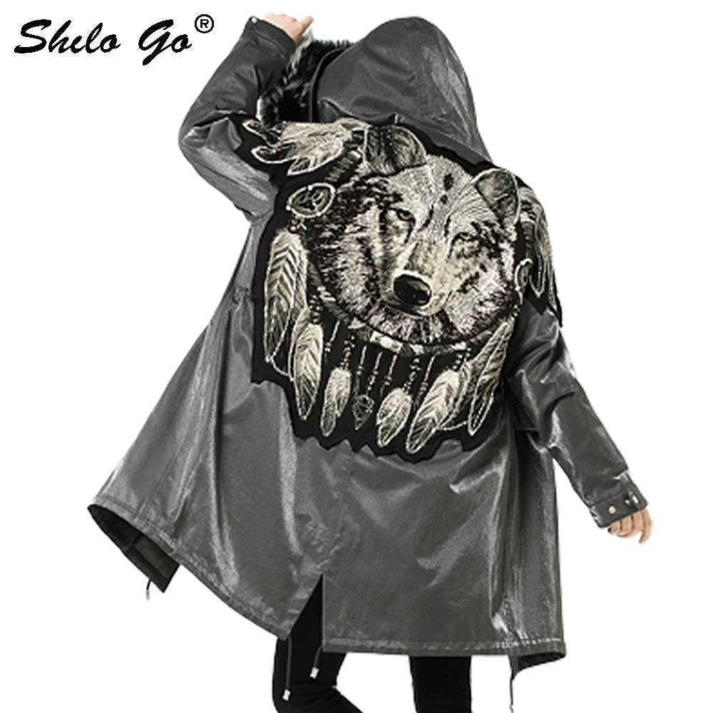 Bont Parka Highstreet Indian Wolf Borduren Echte Wasbeer Bontkraag Capuchon Bont Voering Jas Vrouwen Winter Casual Uitloper Vrouwelijke Bont Parka Highstreet Indian Wolf Borduren Echte Wasbeer Bontkraag Capuchon Bont Voering Jas Vrouwen Winter Casual Uitloper Vrouwelijke