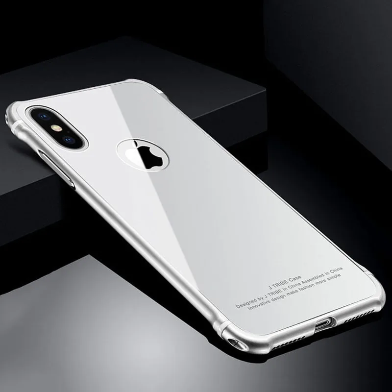 Дешево Металлическая рамка + 9H закаленное стекло задняя крышка для iphone X 8 7 6 6s Plus чехол ультра тонкий 2 в 1 противоударный Броня чехол для телефона s