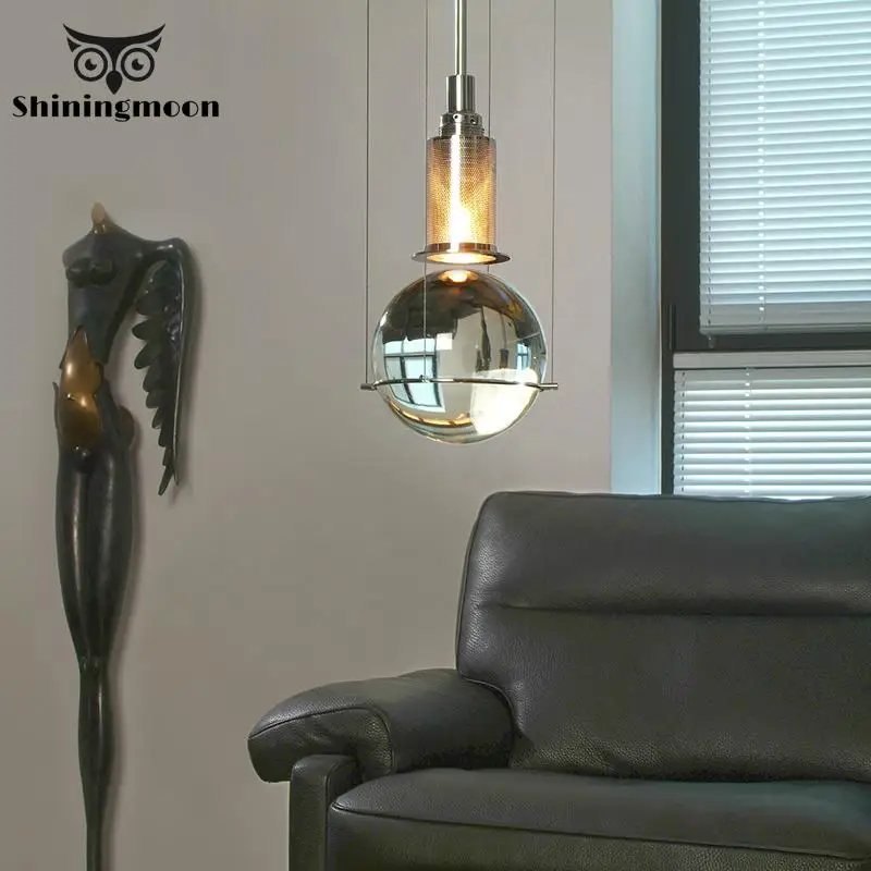 

Postmodern Crystal Glass Led Lamp Pendant Lights Globe Deco Hanging Lamps for Kitchen Living Room Bedroom Hanglamp Luminaires
