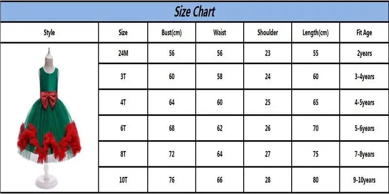 Girls Christmas Festival Party Dresses Flower Sequin Bow-Knot Girls Birthday Dress Performance Ball Gown