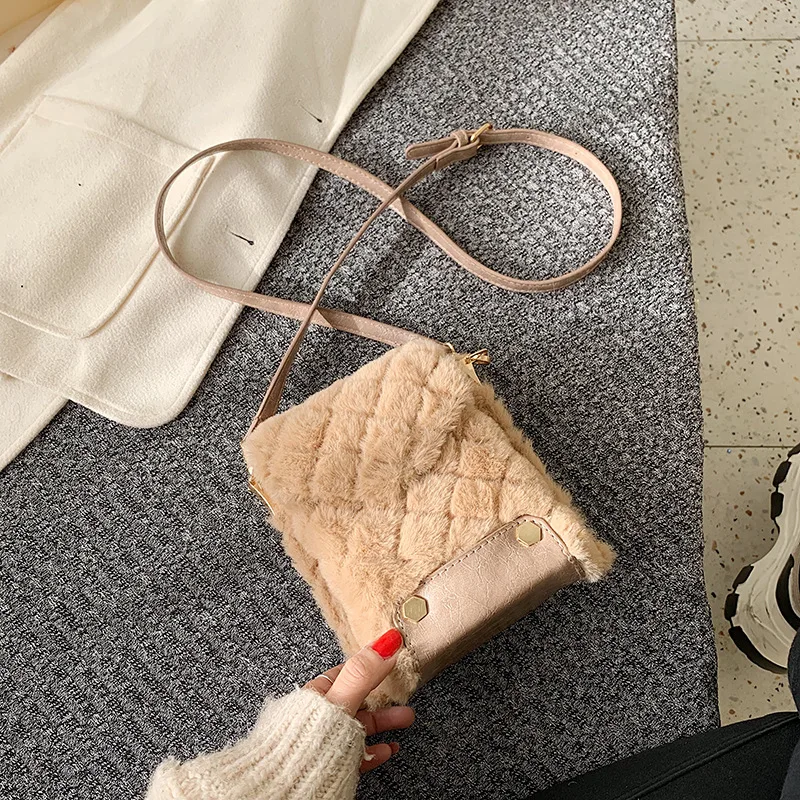 

Autumn And Winter INS Super Fire Rhombus Maomao Bag Women's 2019 New Style Korean-style Versatile Shoulder Fashion Small Square