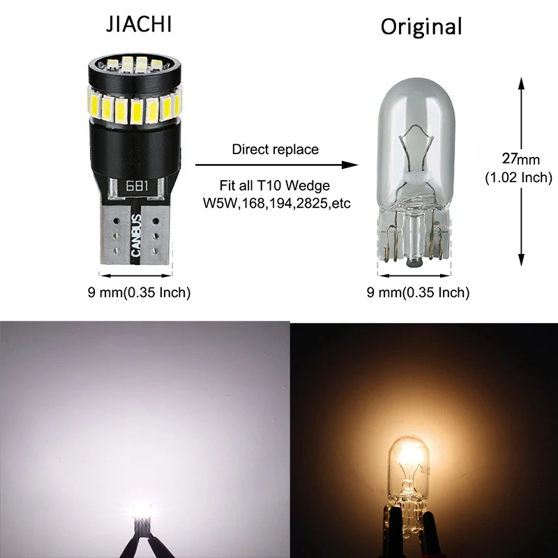 JIACHI 10x светодиодная T10 CANBUS W5W 194 168 просвет, сигнализирующий фонарь белый 12V для Форд Фиеста Фокус 2 3 Mondeo mk2 mk3 mk4 Fusion Kuga