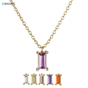 

Kikichicc 925 Sterling Silver Gold Long Chain Small Pendant Necklace 2020 Fashion Crystal Rainbow Zircon CZ Women Jewelry