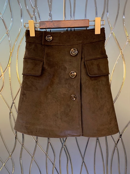 

2019 Early Autumn New Woman Symmetrical Pocket Decorative Button Pure Hundred-Paired Half-length Skirt 731