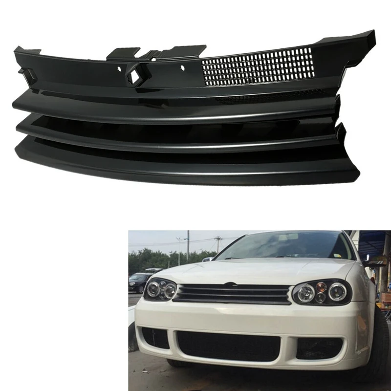 Black Car Grill Front Hood Grille For-VW Volkswagen GOLF 4 MK4 GTI R32 1997-2004 1J0853655G | Автомобили и мотоциклы
