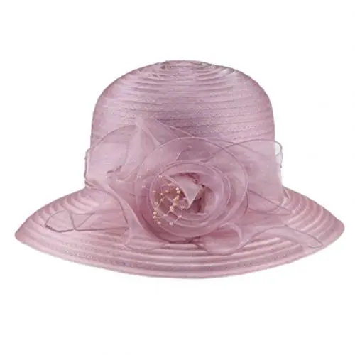 Light Purple Винтажное Цветочное платье из органзы с широкими полями для женщин в стиле Кентукки, Дерби, церковное платье, Солнцезащитная шляпа, кепка - Цвет: Light Purple