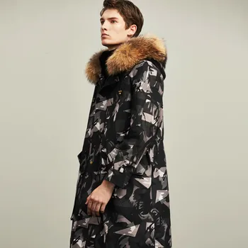 

Real Fur Coat Men Korean Rabbit Fur Coat Raccoon Fur Collar Winter Jacket Men Real Fur Parka Streetwear Casaco 3697 YY1152