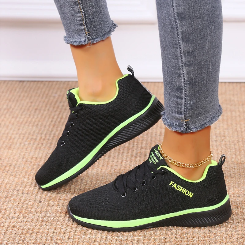 2021Womens Casual Sports Shoes Lightweight Comfortable Breathable Unisex Running Sneakers Tennis Lace-up Shoes Zapatos De Mujer